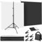 Foto Hintergründ Weiß Schwarz mit Ständer, Foccalli 2-in-1 6.5x5ft Fotografie Hintergrund Weißer Schwarz Screen Kit für Chroma Key Streaming Gaming Fotoshooting mit Tragetasche und 5 Clips