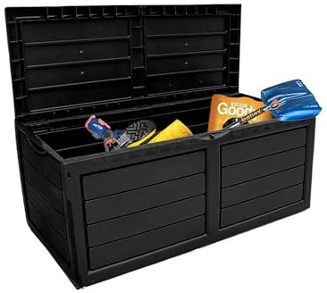 Neo 320 Litre Plastic Waterproof Outdoor Garden Plastic Storage Box Furniture (Black)
