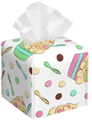 Quadratischer Taschentuchbox-Halter, süße kalte Desserts, Muster, Taschentuchbox, Abdeckung, Würfel für Badezimmer, Schlafzimmer, Esstisch, Büro, Küche