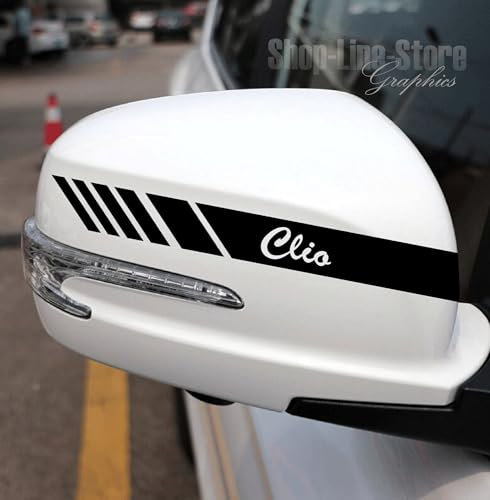 Adesivi Stickers per specchietti Worldcustom compatibili con Renault Clio (Bianco)