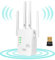 Repetiteur WiFi Puissant sans Fil Repeteur Amplificateur Répéteur Extender Repeater Repartiteur Relais Mur Épais +Dongle Bluetooth Booster 5Ghz &2.4Ghz Longue Portée Ampli Recepteur Ethernet 1200Mbps