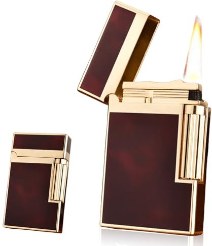 Aufblasbares Feuerzeug Klassisches Retro, Retro-Stil Winddichtes Feuerzeug, Vintage Seitenrad Feuerzeug mit Geschenkbox, Metall Feuerzeug Weiche Flamme für Männer und Vater Geschenks (Rot)