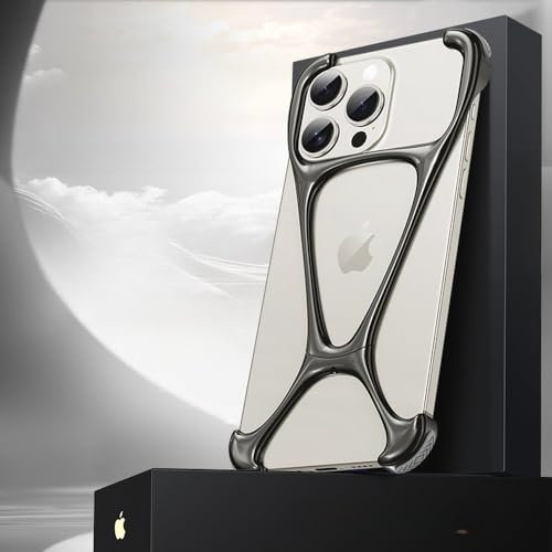 JZFDCLF Zinklegierung-Metall-Telefonhülle für iPhone 13 14 15Pro Max 15Promax Bare Feel Bunte Schale Rahmenlose Telefonstoßstange Stoßfeste Abdeckung, Q3, Für iPhone 13 Pro