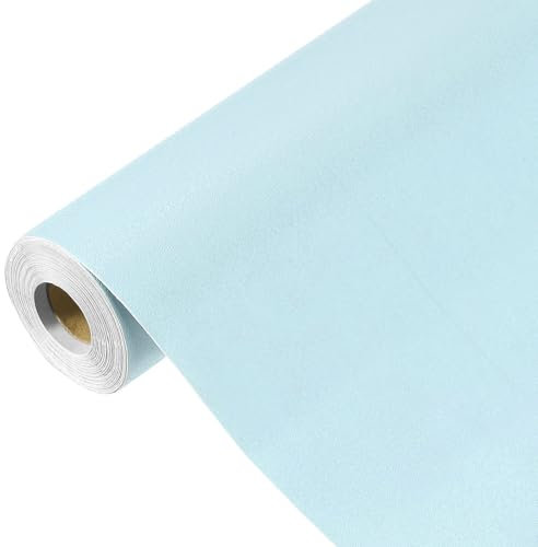 sourcing map Papier peint bleu à décoller et à coller, papier peint autocollant en vinyle de couleur unie, décoration murale chambre pour revêtement mural 1499,6 x 40,9 cm