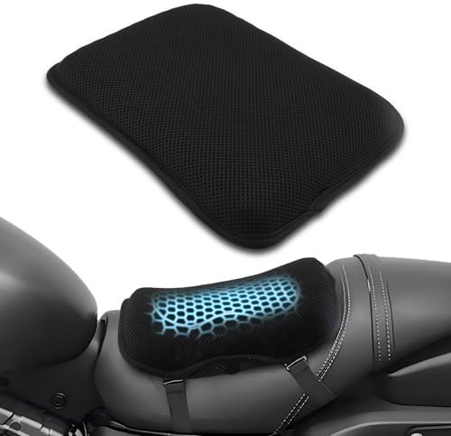 WODHMIEY Motorradkissen, Stoßdämpfendes Motorradkissen, Hohlstruktur, Atmungsaktivem Netzbezug, Elastischem Gel, Druckentlastung, Hochwertigem TPE, 21x28 cm, Geeignet Für Roller,