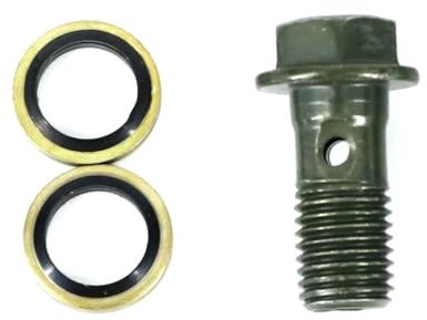 LXfOtG Double Boulon Banjo M10 X 1.25, vis Creuse de Frein de Remplacement Compatible avec Motos avec écrous et boulons(Single TUBING Screw)