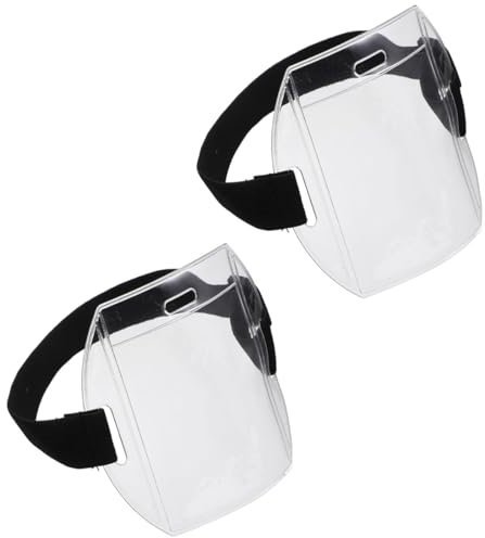 DLPRK 2 pièces Brassards Porte-Badges, D'identification, pour Badge de Sécurité, Support Badge, Brassard Sécurité, Porte Carte, Haute Visibilité (Transparent)