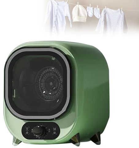 ELIKBH Mini Sèche Linge, Sèche-Linge Électrique, Sèche-Linge Portable Mini essoreuse, 5 Modes de séchage, Charge de 0,8 kg, Sécheur Tambour en Acier Inoxydable, Sèche-Linge Ventilé(Green)