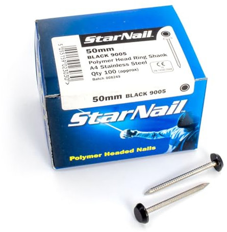 4.8mm Rapierstar StarNail Polymer Headed Nails - 50mm, Black