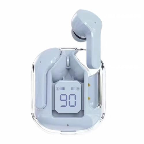 Auricolari in-ear, Bluetooth, senza fili, riduzione del rumore, a prova di sudore e impermeabili, con display a LED, compatibili con Apple e Android, adatti per smartphone, computer, sport (blu)