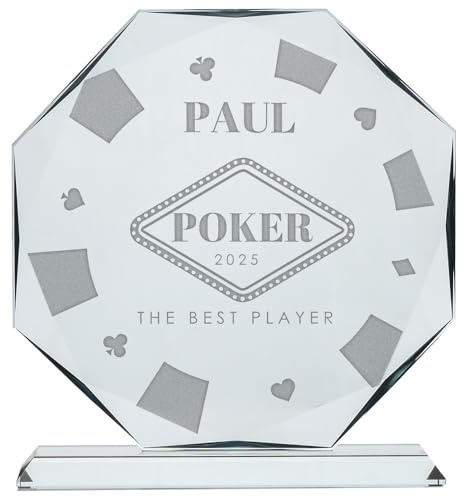 Wanapix | Personalisierte Trophäe mit Name und Text | Graviertem Glas | Personalisierte Trophäe | Inklusive Aufbewahrungsbox | Auszeichnung | Achteckig