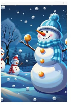 Winter-Schneemann-Flagge, 60 x 90 cm, doppelseitige Urlaubsflagge mit Ösen, vertikale Jahreszeiten, Hofflaggen für draußen, Haus, Garten, Dekoration, Urlaubsbanner