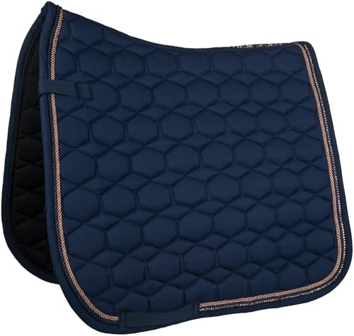 HKM Rosegold Glamour Style Schabracke, Dunkelblau/Rosegold, Pony Dressur