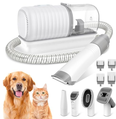 Kit per la toelettatura del cane, aspirapolvere per la toelettatura degli animali domestici con tagliacapelli elettrico, spazzola per la pulizia della polvere da 1,5 l, strumento per la pulizia e la