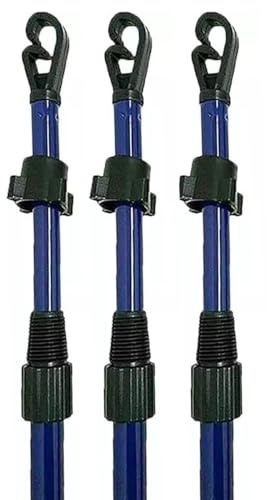 MURIEL BARGAINS 2.4M Telescopic Washing Line Prop Pole – Heavy-Duty Extendable Clothes Line Support for Garden or Yard – Metal Laundry Pole for Drying Airers Adjustable Washing Line Support – Blue (3)