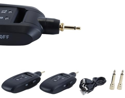 Durlo 2,4 GHz Kabelloses Gitarrensystem – Wiederaufladbarer Sender-Empfänger (100 Fuß Reichweite, für E-Gitarre/Bass/elektronische Instrumente)
