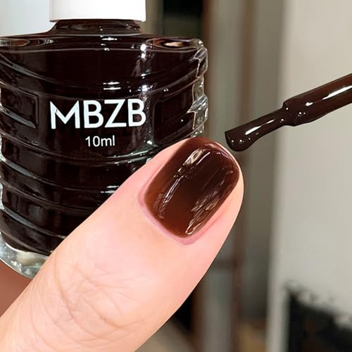 Nude Nail Polish, Neutral Nail Varnish - Long Lasting & Quick Dry Beige Color Breathable Nail Polish - Chip Resistant No Need Cured Gentle Dark Nude Nail Varnish for DIY Manicure