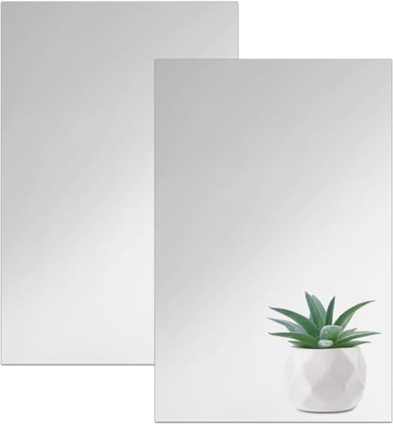 NBEADS 2 Pcs Two Way Mirror Glass, 21x29.7cm Acrylic Infinity See Through Mirror Sheet for Makeup DIY Magic Project Art Display, Square, Silver