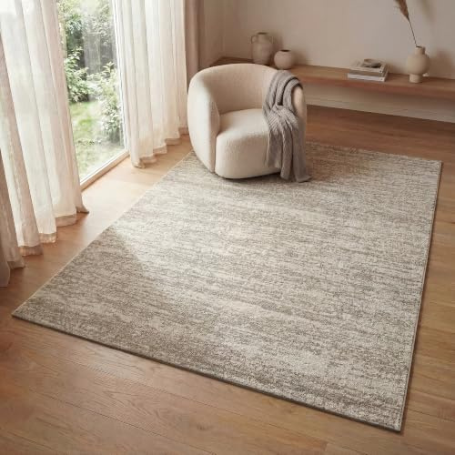 Impression London Teppich 160x230 cm Beige, Moderner Kurzflor Teppich im Abstract Design, Weich und Pflegeleicht für Wohnzimmer, Schlafzimmer, Esszimmer, Flur und Homeoffice