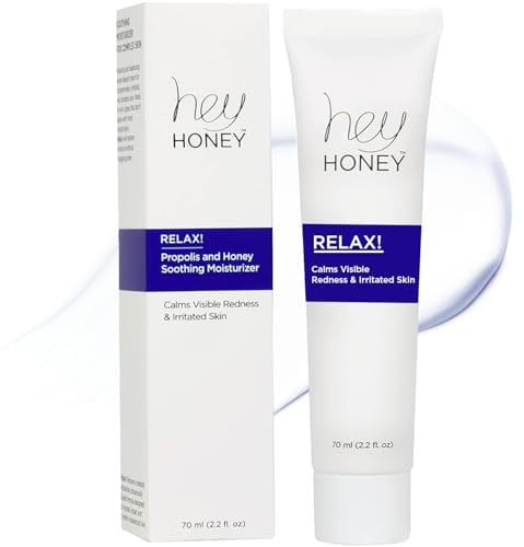 Hey Honey Skincare Relax, schnelle Wirkung bei Rosacea-Behandlung & Rötungen | Dermatologisch getesteter Moisturizer für empfindliche Haut, ölfrei, mit Honig & Propolis | 60 g