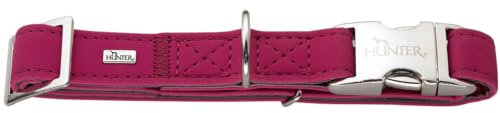 HUNTER SOFTIE ALU-STRONG Hundehalsung, Hundehalsband, Kunstleder, Aluminium Klickverschluss, XL, himbeer