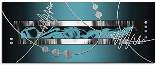 ARTland Wanddeko Glasbilder Wandbild Glas Bild einteilig 125x50 cm Querformat Moderne Kunst Abstrakt Muster Grafik Modern Petrol S7LW