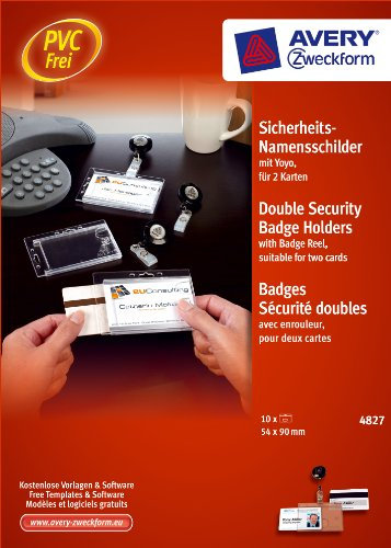 Avery Zweckform 4827 Namensschilder, 90 x 54 mm, 10 Stück/10 Stück, transparent