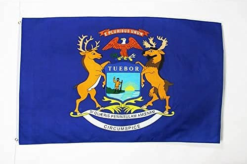 AZ FLAG - Flagge Michigan - 150x90 cm - Bundesstaat Michigan Fahne 100% Polyester mit Messing-Ösen - 110g