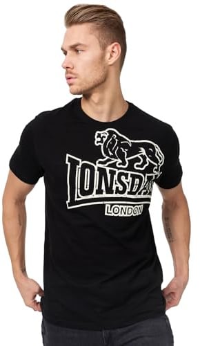 Lonsdale Herren-Streetwear-T-Shirt, Freizeit-T-Shirt mit Rundhalsausschnitt | 100 % gekämmte Baumwolle, atmungsaktiv und bequem, leichtes Kurzarm-T-Shirt für das Fitnessstudio, auf Reisen und den Alltag