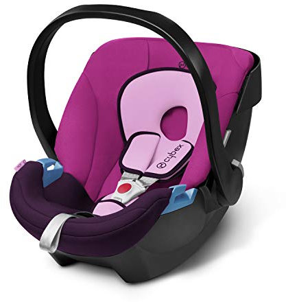CYBEX Silver Babyschale Aton, Inkl. Neugeboreneneinlage, Ab Geburt bis ca. 18 Monate, Max. 13 kg, Purple Rain