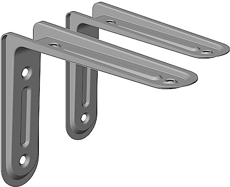 DIY Element System Wandkonsole Arena – profilierte Metall-Konsole für unterschiedliche Anwendungen, ideal für Wandregale – 120 x 170 mm, Weißalu, 2 Stück