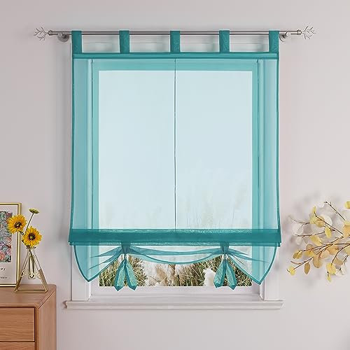 Thinkbay Raffrollo Schlaufen Gardinen Vorhänge 1er-Pack Vorhang H*B 155 * 100cm Aqua