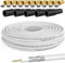 Câble satellite coaxial HB-DIGITAL - 50 m - 130 dB - Avec 10 fiches F plaquées or et 5 douilles de protection - Câble coaxial de 50 m pour réception satellite, mesure de blindage 130 dB - Meilleure réception pour HDTV, 3D, Full HD, Ultra HD, HD 4K2K, UHDTV