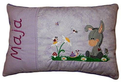 Momelie Großes lila Schmusekissen * Kuschelkissen * Esel * mit Namen Bestickt * ca. 25 * 40 cm groß * SK-li_0045