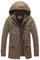 WenVen Homme Manteau Matelassé en Coton Blouson Hiver Extérieur Veste Militaire Coupe-Vent Manteau à Capuche Fausse Fourrure Parka Mi-Longue Classique Kaki L