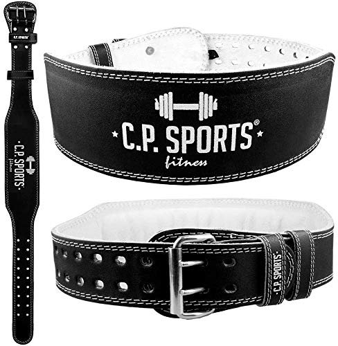 C.P. Sports Gewichthebergürtel Leder schwarz, Trainingsgürtel mit Größentabelle (S)