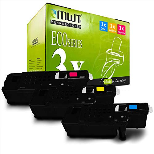 3X MWT Toner für Dell E 525 wie 593-BBJU - 593-BBJW Color Blau Rot Gelb