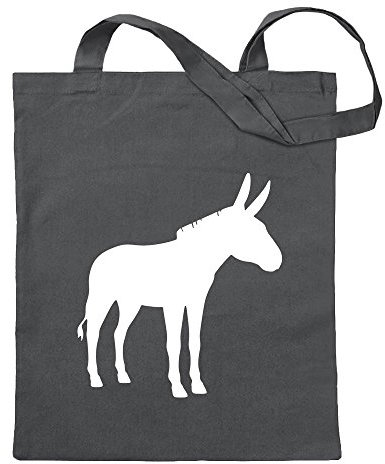 Kiwistar - Baumwolltasche - stahlgrau - Esel - Motiv 2 - tragen - Tragetasche Stoffbeutel Umhängetasche Langer Henkel