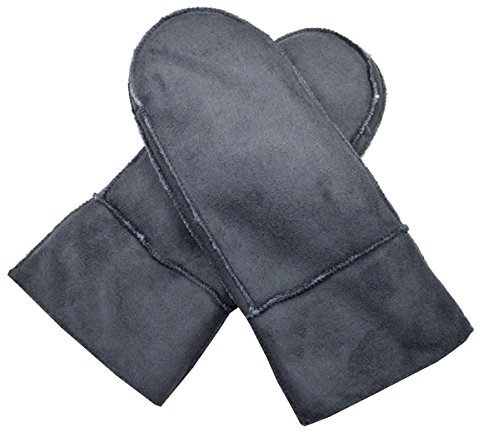 Milya Herren Winter Warme Kunst Lammfell Fäustlinge Fleece Grau