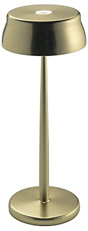 Zafferano, Sister Light Lampe, Wiederaufladbare und Kabellose Tischlampe mit Touch Control, Geeignet für den Innen- und Außenbereich, Dimmer, 2700-4000 K, Höhe 32,8 cm, Farbe Gold Eloxiert