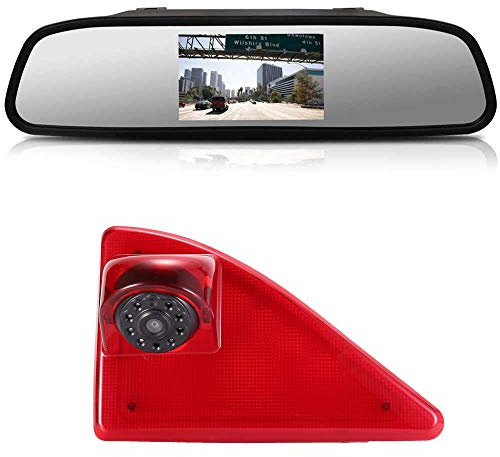 Kalakus Rückfahrsystem mit Rückfahrkamera im 3. Bremslicht Bremsleuchte Kamera+4,3 '' Zoll Rückspiegel für Opel/Vauxhall Movano ab 2010/Renault Master ab 2010/Nissan NV400 ab 2010