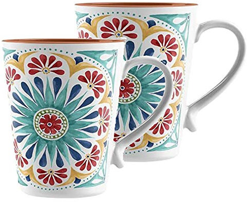Auntie Morags Purely Home Lot de 2 tasses en mélamine et plastique Motif médaillon Rio
