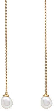 Pernille Corydon Ohrringe Damen Gold Lagoon Ohrfaden/Ohrkette 10 cm Baroque pearl Silber vergoldet - E118g