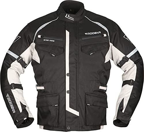 Modeka Tarex Motorrad Textiljacke (Black/Light Grey,3XL)
