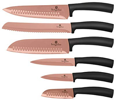 BERLINGER HAUS Messerset 6-Küchenmesser Edelstahlklingen BH-2611 Kupfer/Schwarz