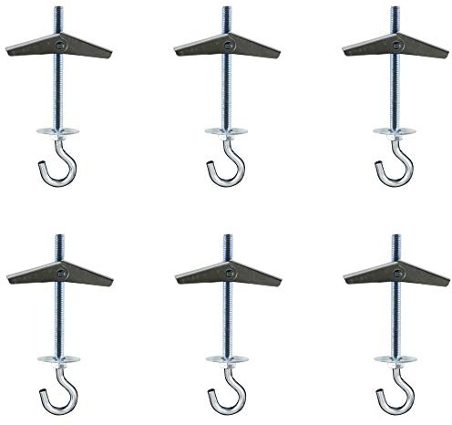 6 Stück Kohlenstoffstahl Gipskarton-Deckenhaken Federknebel Flügelschrauben Aufhänger Wand Decke Installation Hohlraum-Befestigung Dübel Deckenhaken Schwerlast Swag Hängende Pflanzen