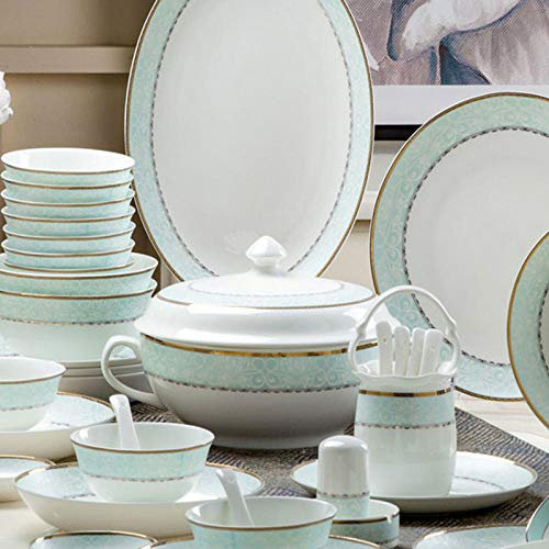 60 Heads Ceramic Tableware Dish Rice Bowl Salad Noodles Bowl Plate Dinnerware Sets Soup Pot AshtrayTableware Dinnerware Sets