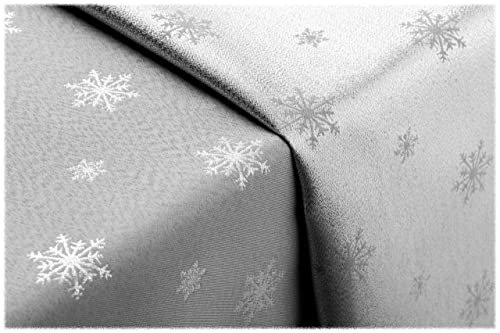 GOLDMAR Weihnachtstischdecke Fleckenresistente Schmutzabweisend Zweiseitig Tischdecke Weihnachten Advent - Polyester Lamatex Elegante Weihnachtstisch Deko (140x220 cm, Grau-Muster-02)