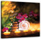 Feeby Tableau toile Bougies Spa Zen Pierres 30x30 cm Image Photo Orchidée Nature morte Bien-être violet