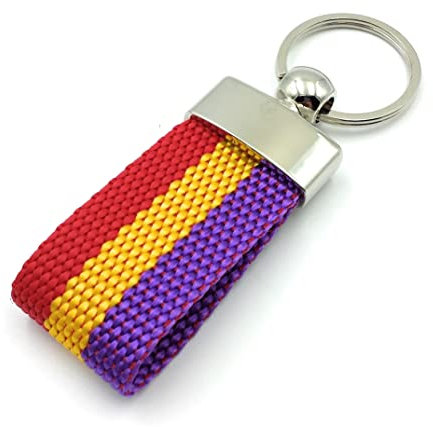 franartPiel - Llavero bandera republicana con anilla de acero inoxidable, Llavero de tela con bandera de la Segunda República española